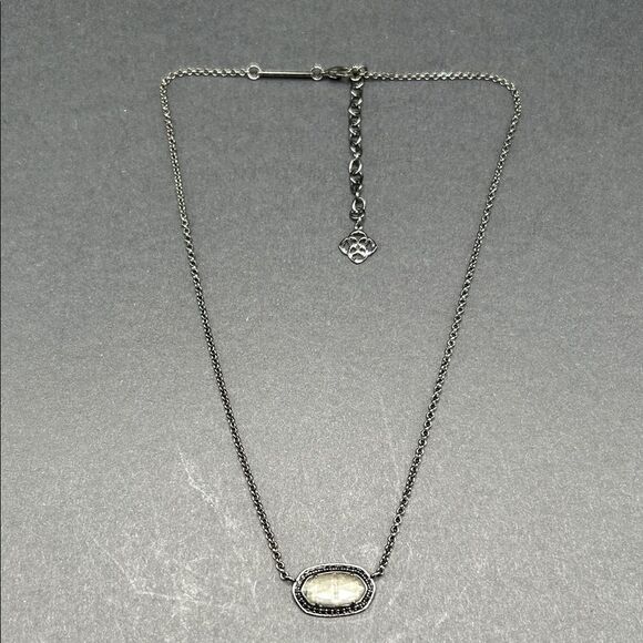 Kendra Scott Elisa Gun Metal Necklace with Silver Stone - Picture 1 of 9